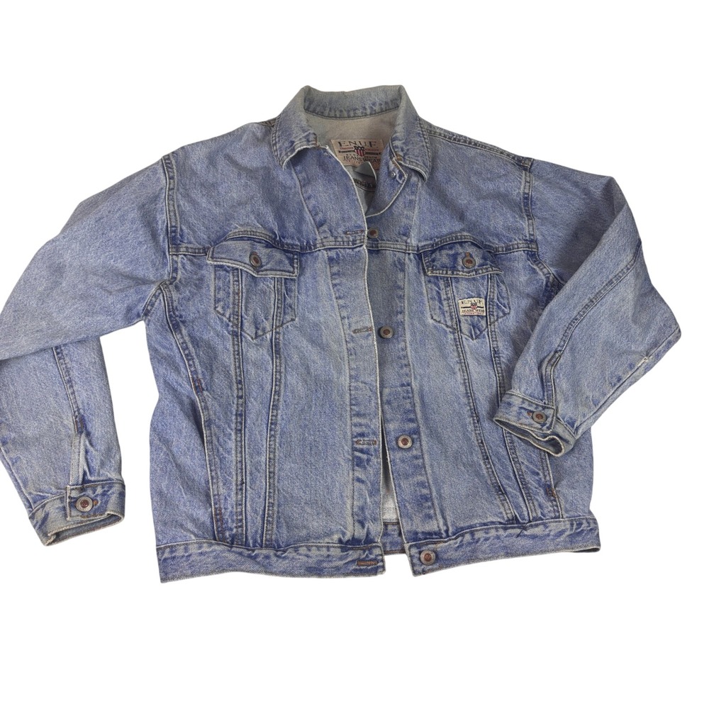 ENUF Denim Jacket  Medium Light Wash Excellent Made In USA Trucker‎ Vintage